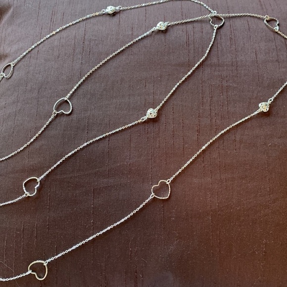 Silver tone rope heart charm necklace - Picture 3 of 5